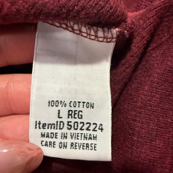 L.L. Bean Men Thermal Henley Long Sleeve Shirt Burgundy Large Traditional Fit - Picture 5 of 7